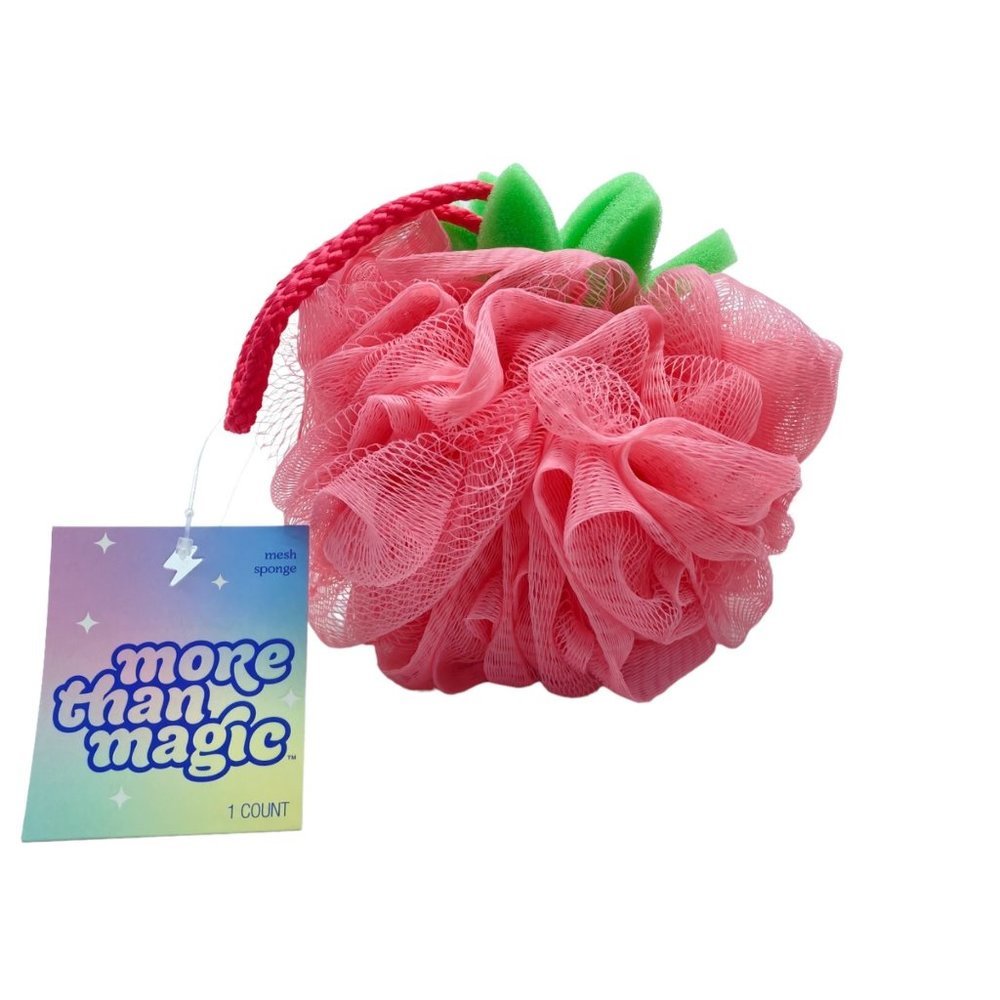 NEW‎ Strawberry Peach Leaf Detail More than Magic Exfoliating Mesh Shower Sponge